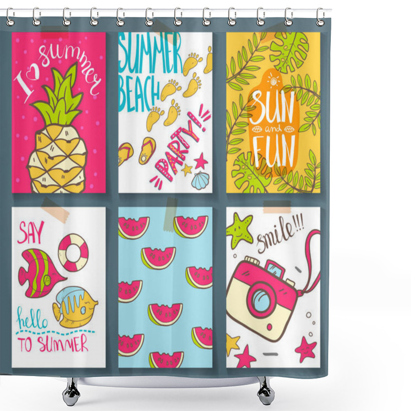 Personality  Collection Of Summer Cards Shower Curtains