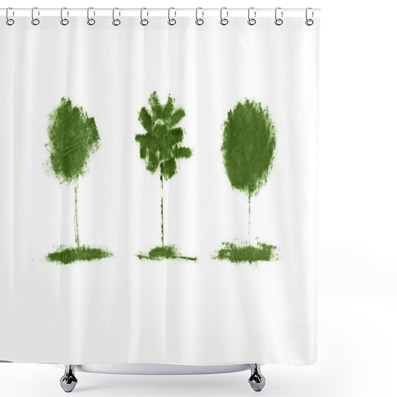 Personality  Ink Floral Leaves Illustrations Of Trees With Natural Texture Grunge Mascara. Shower Curtains