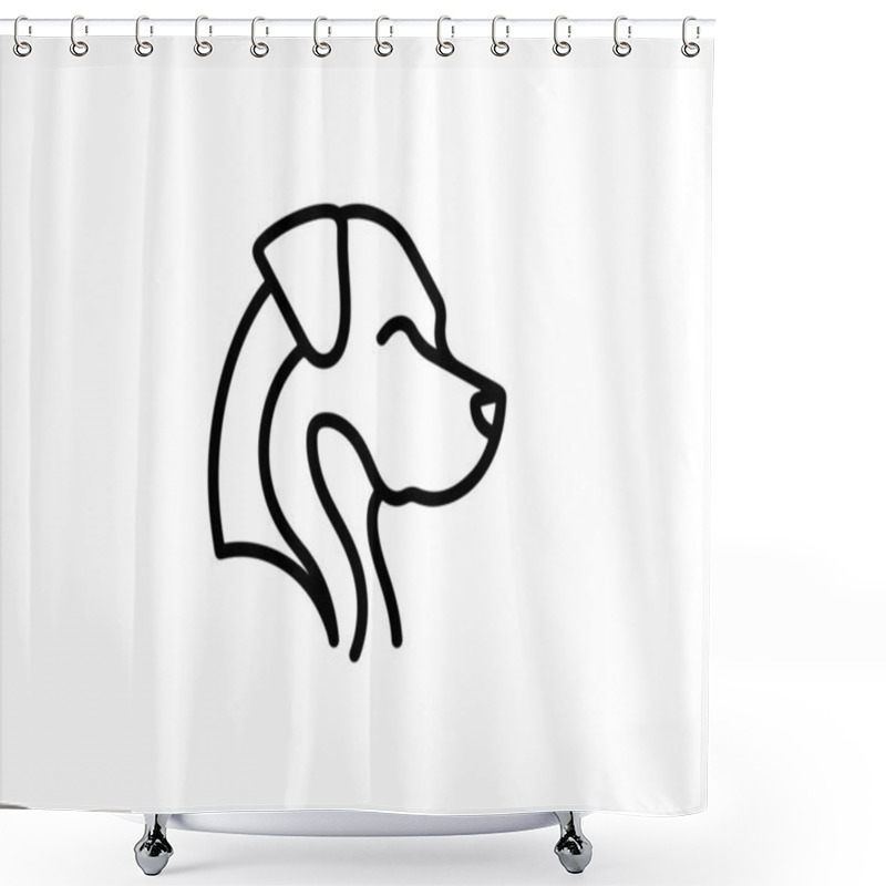 Personality  Minimalist Lines Outline The Dog Logo Design Icon Symbol Vector Illustration. Shower Curtains