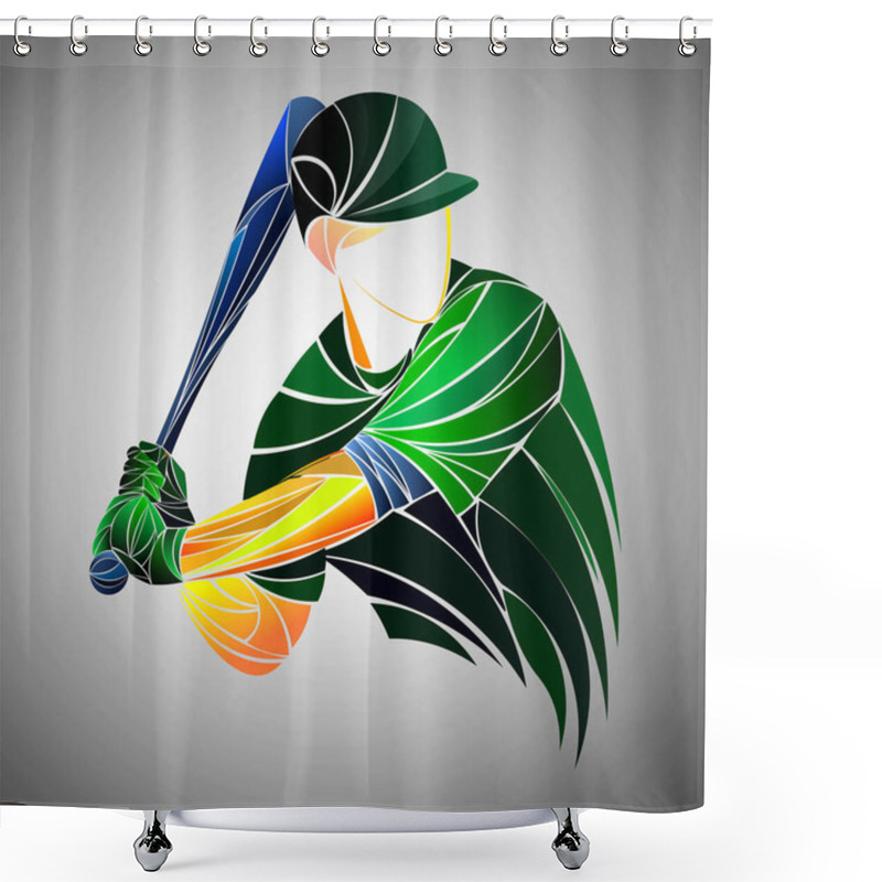 Personality  Baseball Player Standing With Bat. Batter, Isolated Vector Silhouette. Baseball Player Poses Silhouette Vector Shower Curtains