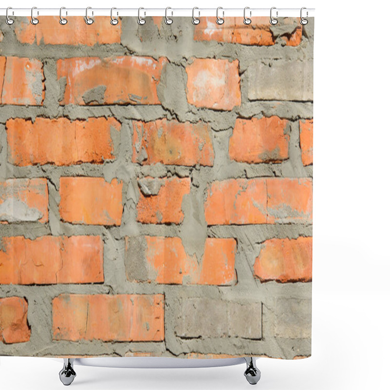 Personality  Full Frame Image Of Brick Wall With Cement Background  Shower Curtains