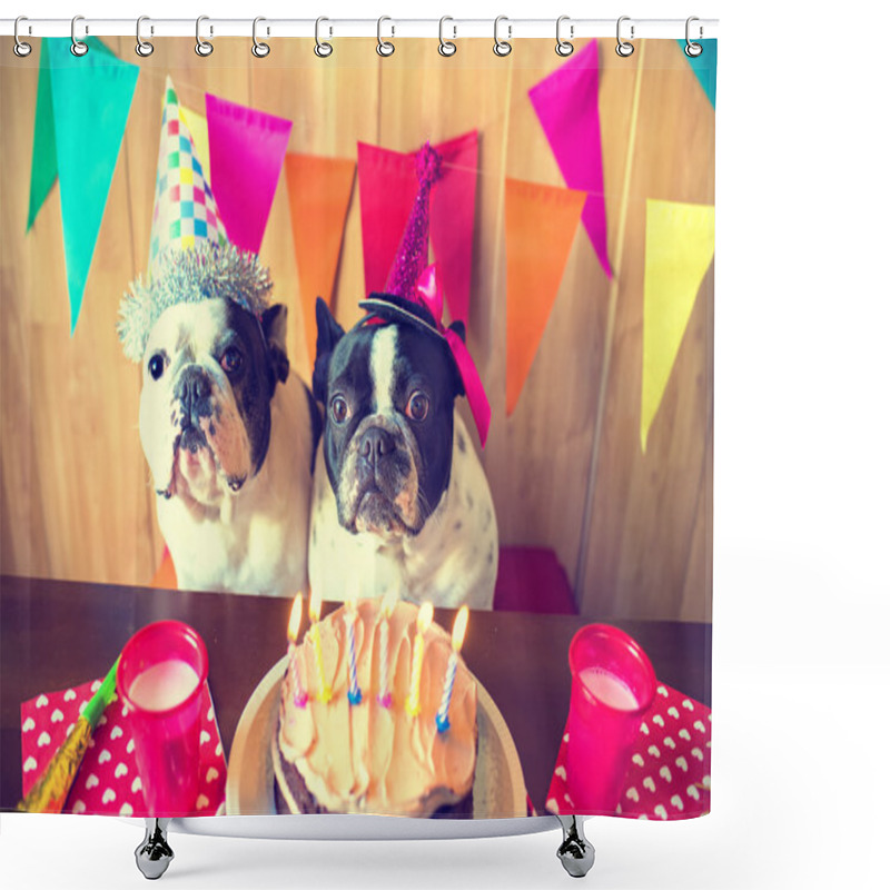 Personality  Couple Of Dogs On Birthday Party Shower Curtains