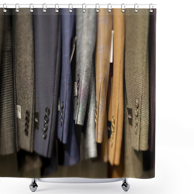 Personality  567 Suits Hanging In Store Shower Curtains