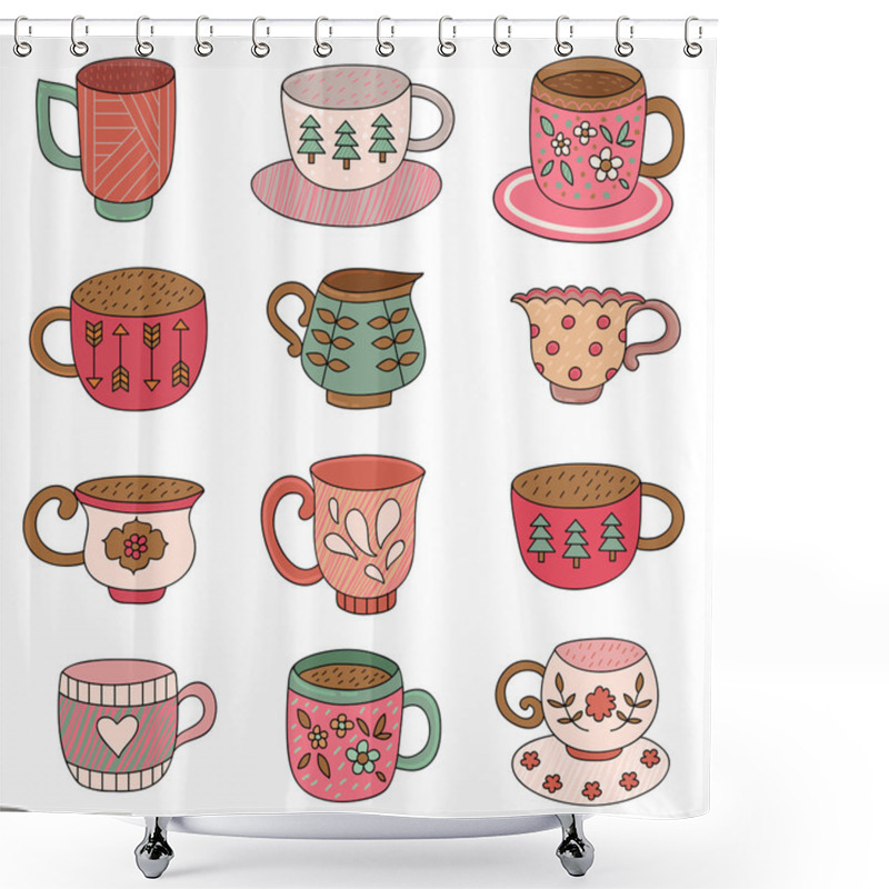 Personality  Pattern With Tea Cups Shower Curtains