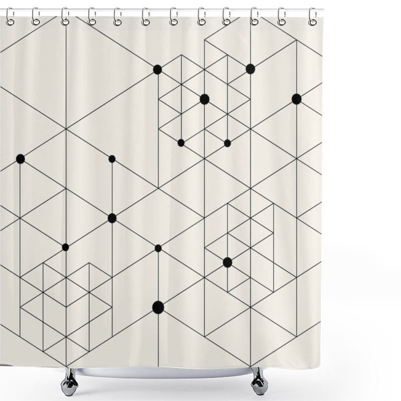 Personality  Modern Black Techno Geometric Pattern Shower Curtains