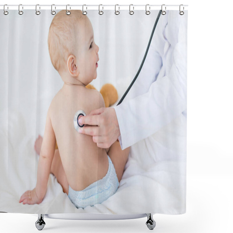 Personality  Baby Boy With Stethoscope   Shower Curtains