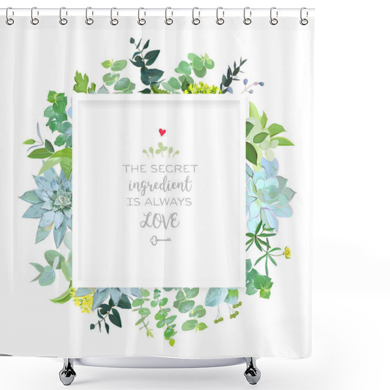 Personality  Square Botanical Vector Design Frame.  Shower Curtains