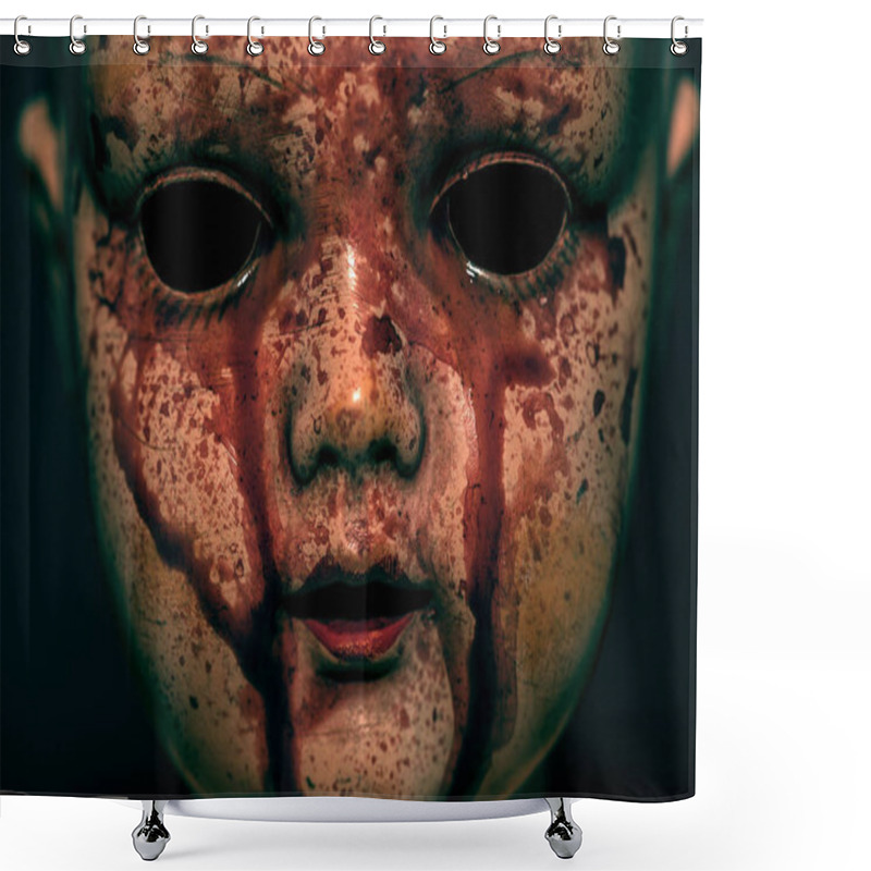 Personality  Creepy Bloody Doll In The Dark  Shower Curtains