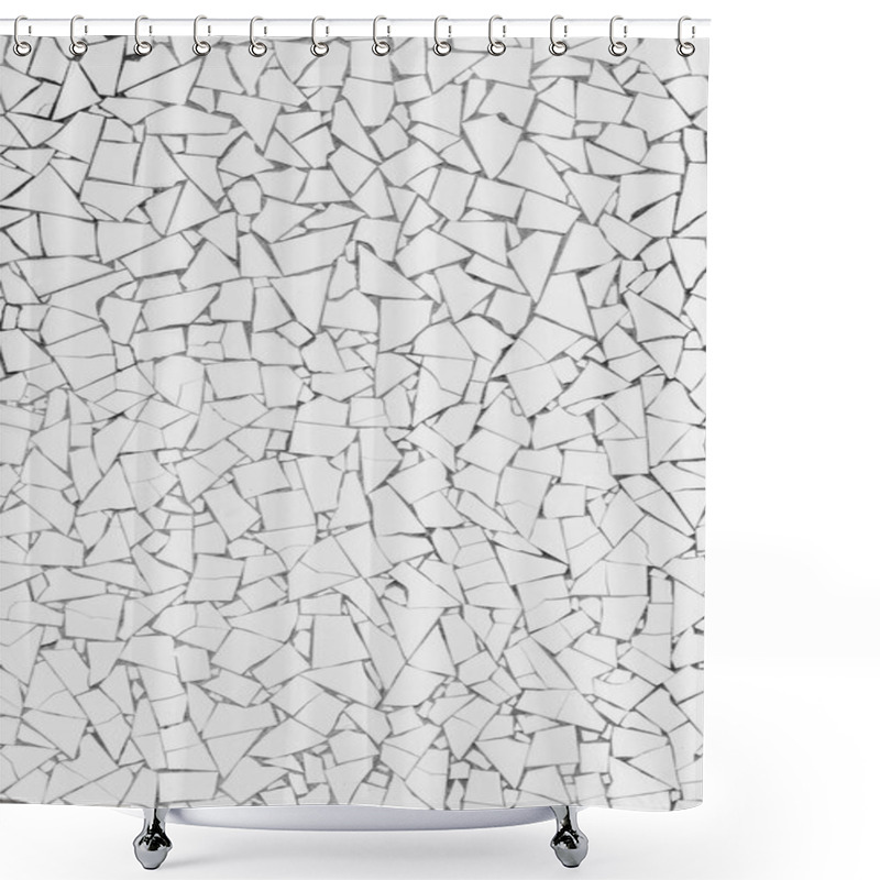 Personality  White Broken Tiles Wall Shower Curtains