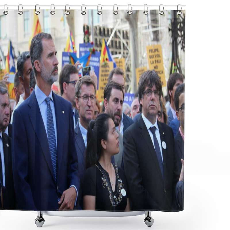 Personality  King Of Spain Felipe VI At Protest Against Terrorism Shower Curtains