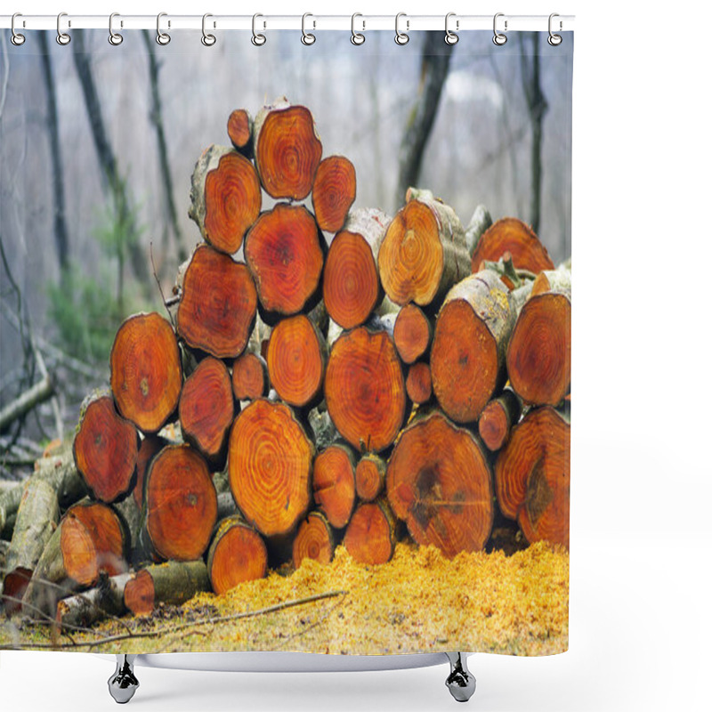 Personality  Picturesque Composition Of Firewood Shower Curtains