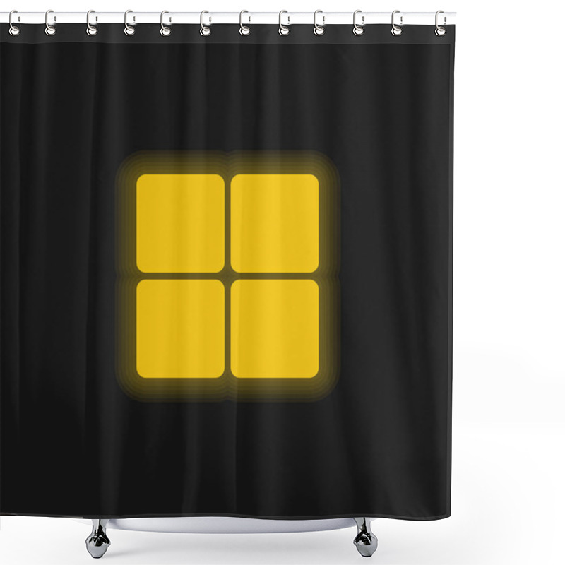 Personality  4 Rounded Squares Yellow Glowing Neon Icon Shower Curtains