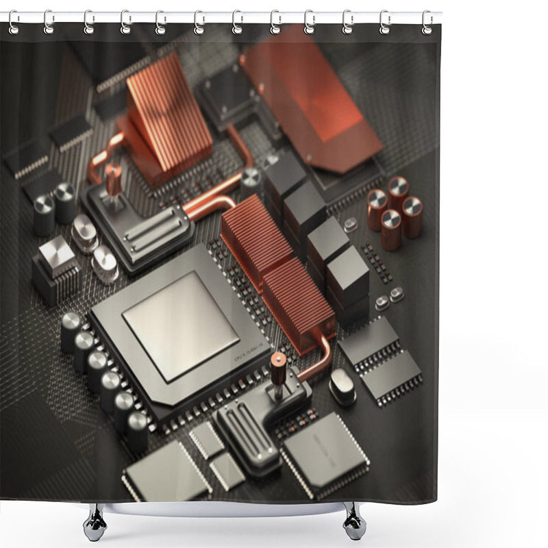 Personality  CPU Processing Power And Motherboard Shower Curtains