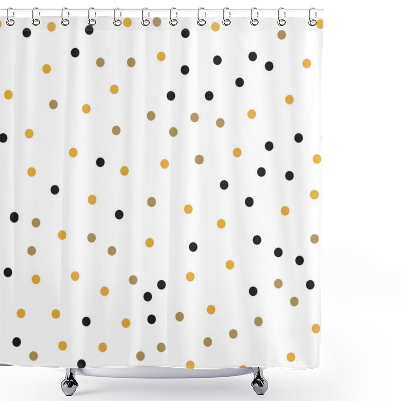 Personality  Polka Dot Seamless Vector Pattern Black Background. White And Black Polka Dots Background. Chaotic Elements. Abstract Geometric Shape Texture. Design Template For Wallpaper,wrapping, Textile. Vector I Shower Curtains