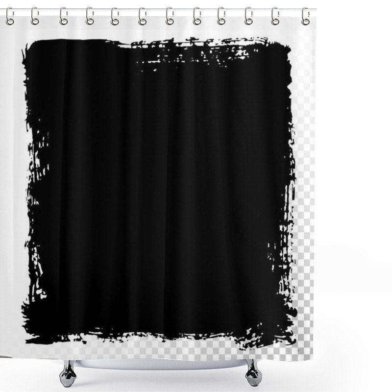 Personality  Square Text Box. Vector Black Oil Stains Isolated On White. Hand Drawn Textured Design Elements. Shower Curtains