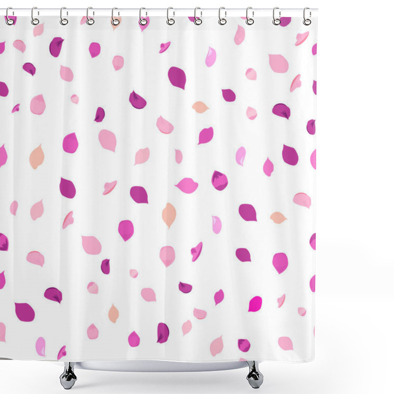 Personality  Pink Flower Petals. Seamless Background. Vector Illustration Shower Curtains