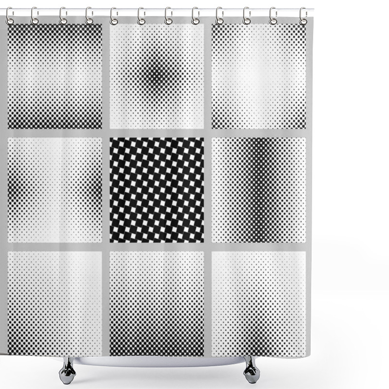 Personality  Black And White Angular Square Pattern Set Shower Curtains