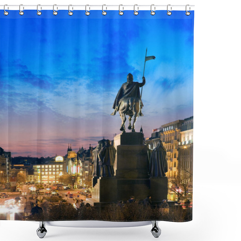 Personality  St. Wensceslas Statue On Wenceslas Square, New Town In Prague, Czech Republic. Shower Curtains