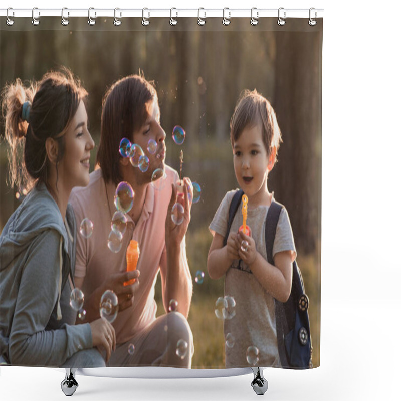 Personality  Beautiful Family With A Child  Shower Curtains