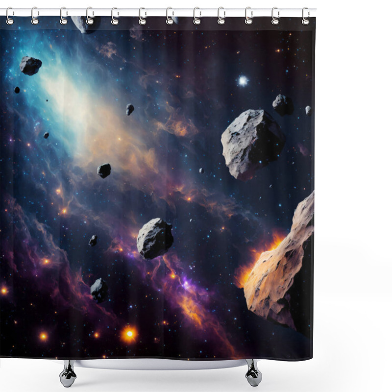 Personality  Asteroid Field In Outer Space. Shower Curtains