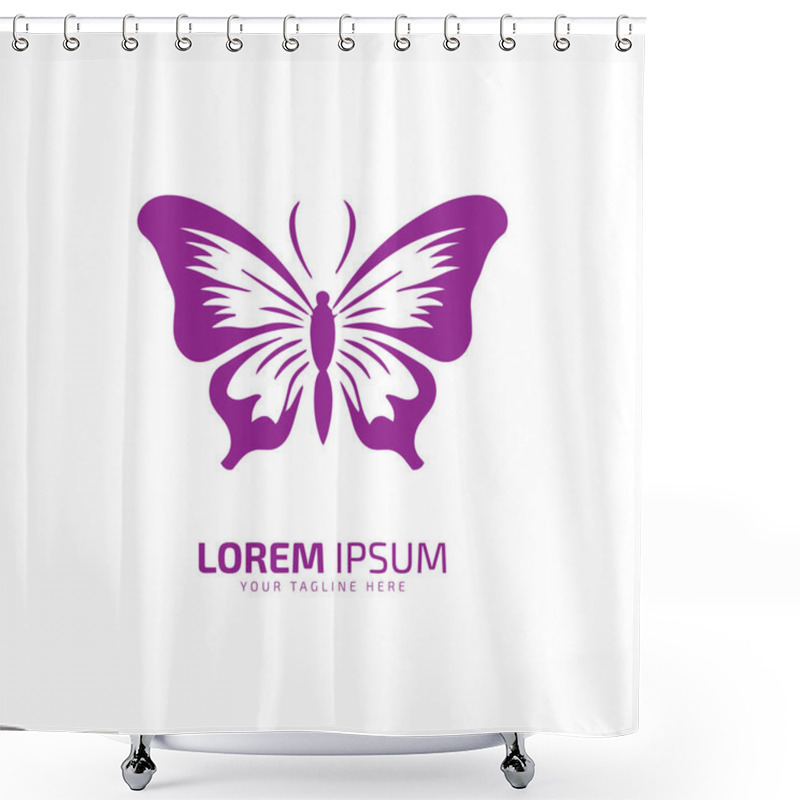 Personality  Minimal And Abstract Logo Of Butterfly Icon Vector Silhouette Design Art Shower Curtains