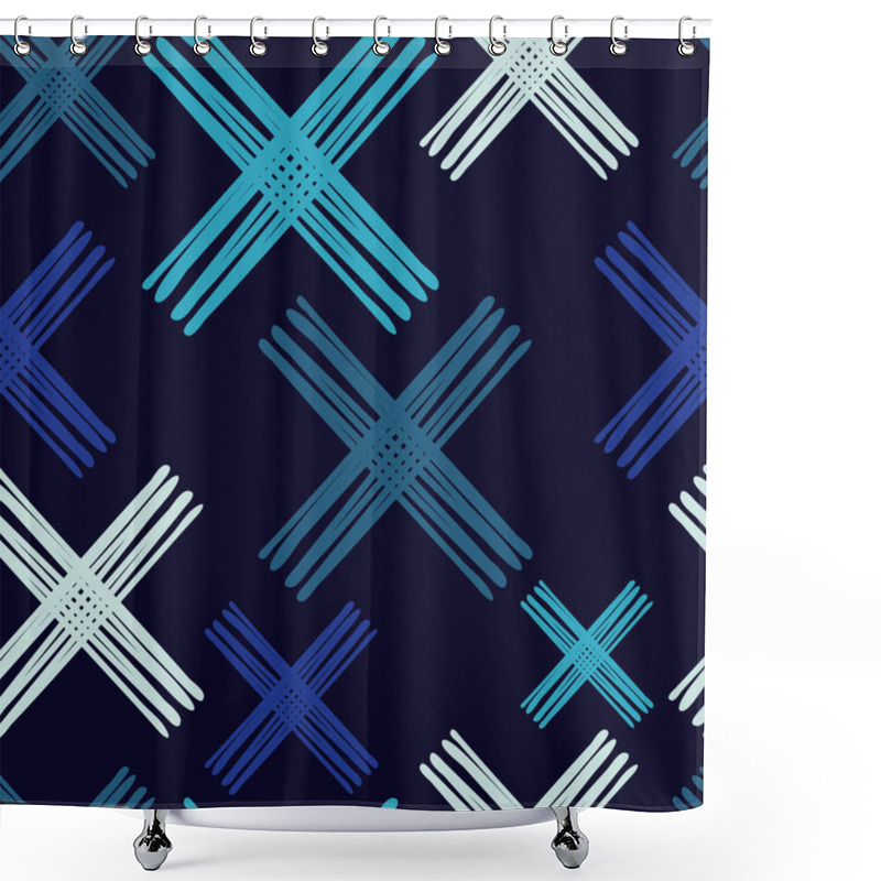 Personality  Seamless Abstract Geometric Pattern. Texture With Crosses. Manual Hatching. Scribble Texture. Textile Rapport. Shower Curtains