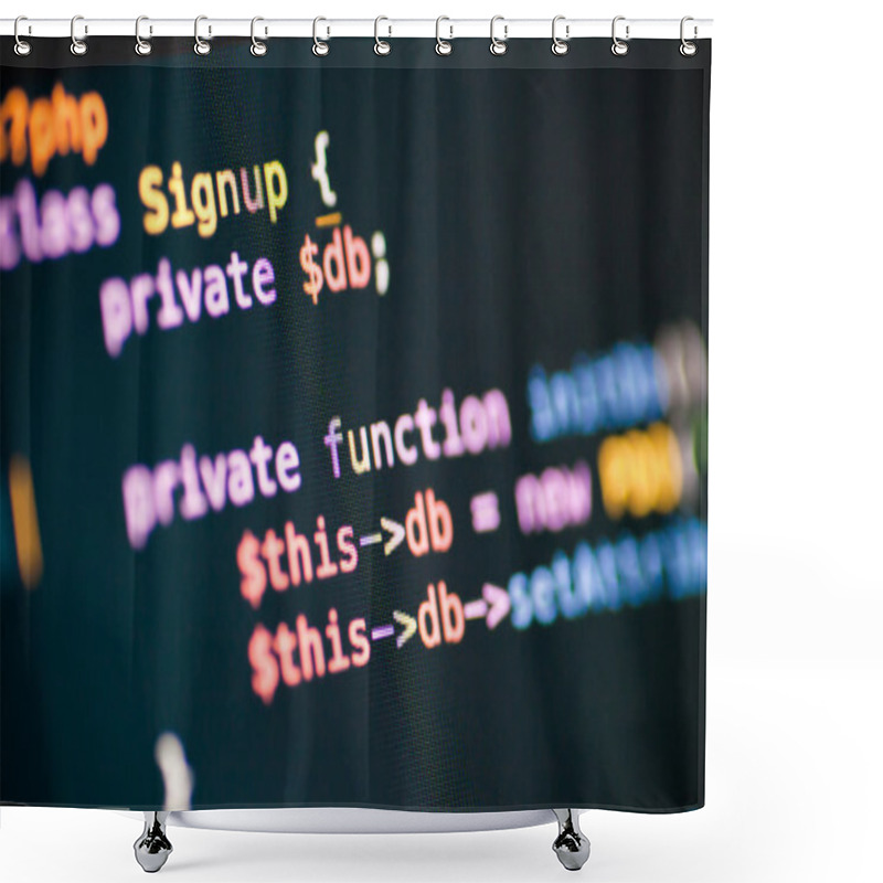 Personality  PHP Code Lines On A Monitor Shower Curtains