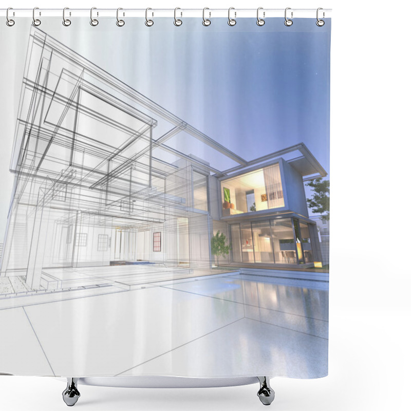 Personality  Wireframe Mansion Shower Curtains