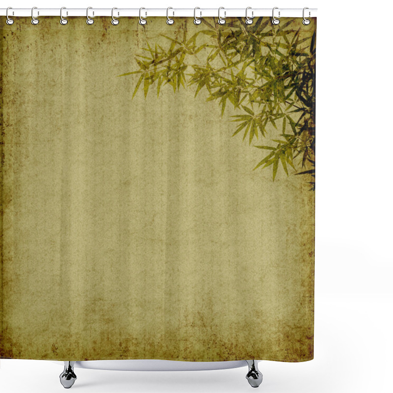 Personality  Bamboo On Old Grunge Antique Paper Texture Shower Curtains