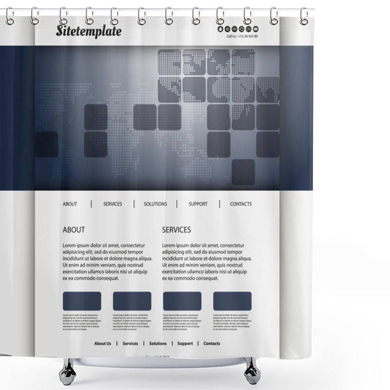 Personality  Website Design With Squares And Mosaic World Map Shower Curtains