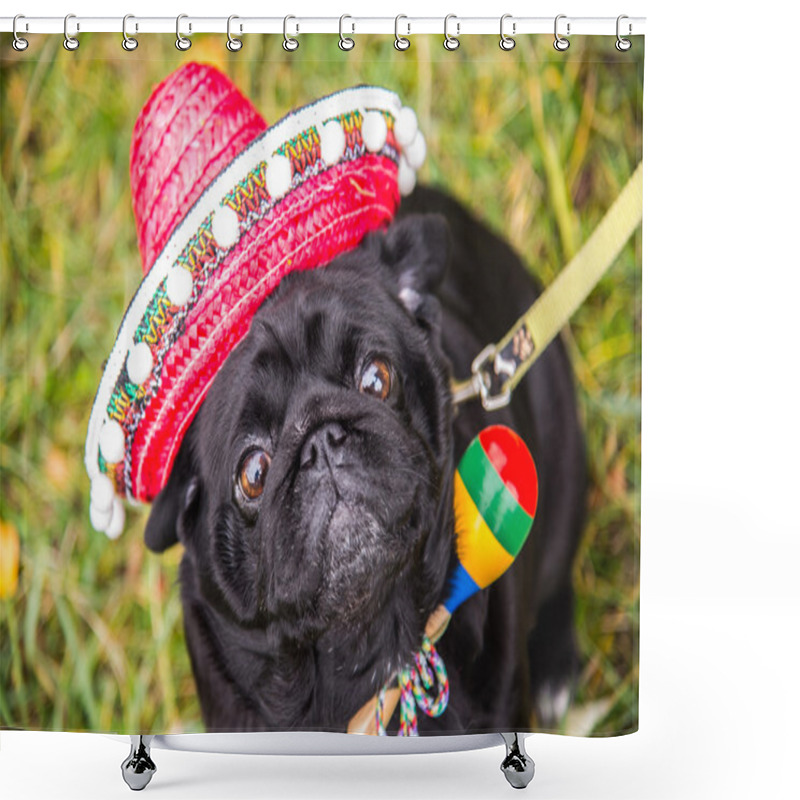 Personality  Dog Mops. Dog Dressed As A Mexican. Hat Sombrero Shower Curtains