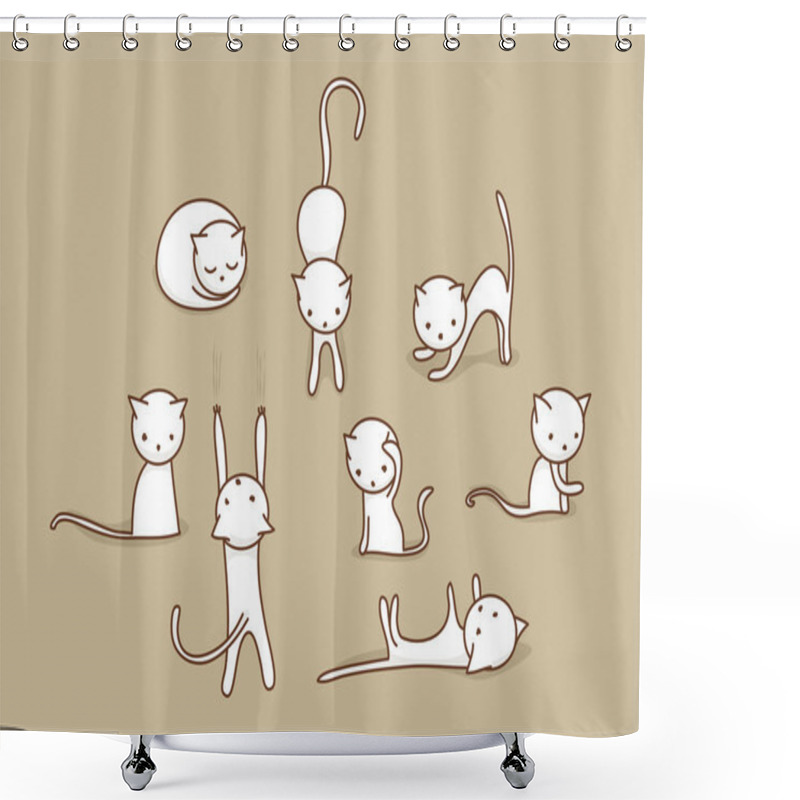 Personality  White Cat Set Shower Curtains