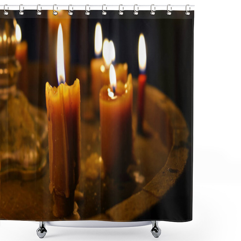 Personality  Antique Candle Burning Shower Curtains