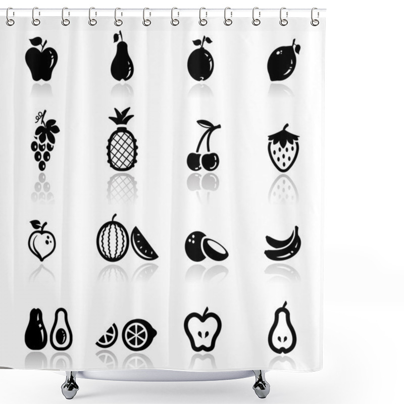 Personality  Icons Set Fruits Shower Curtains