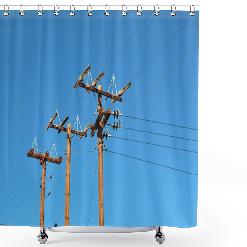 Personality  Wood Electricity Poles Shower Curtains