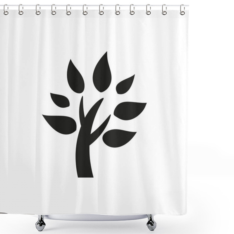 Personality  Simple Minimal Black Tree Icon Symbol Style Design Shower Curtains