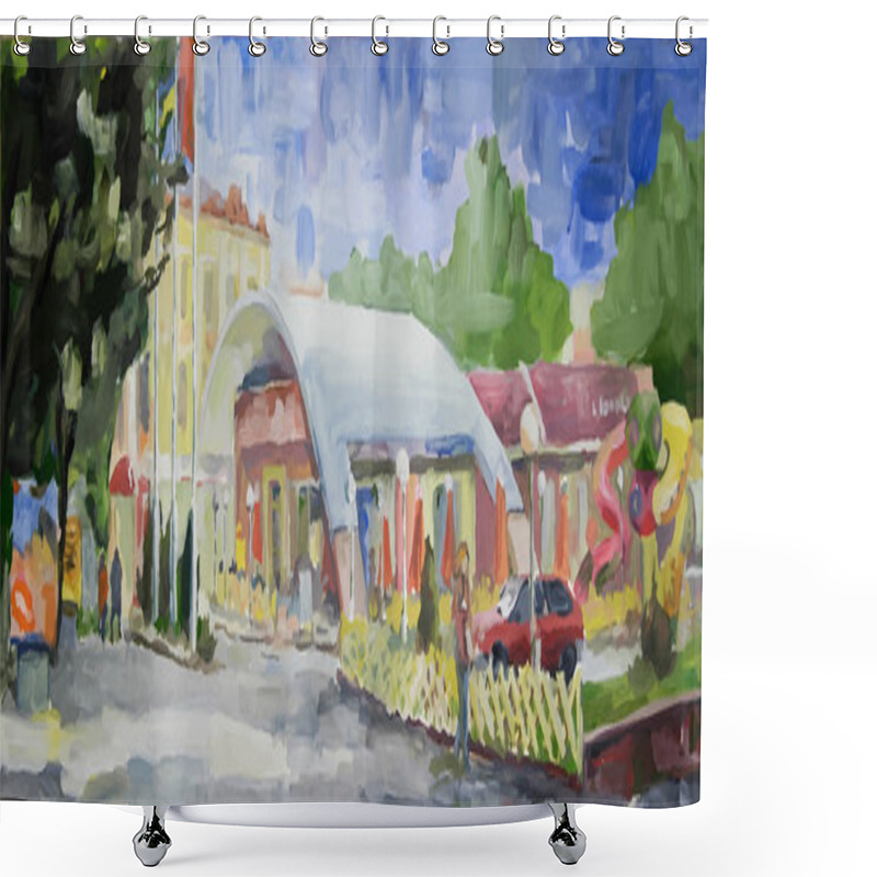 Personality  Cityscape Painting Shower Curtains