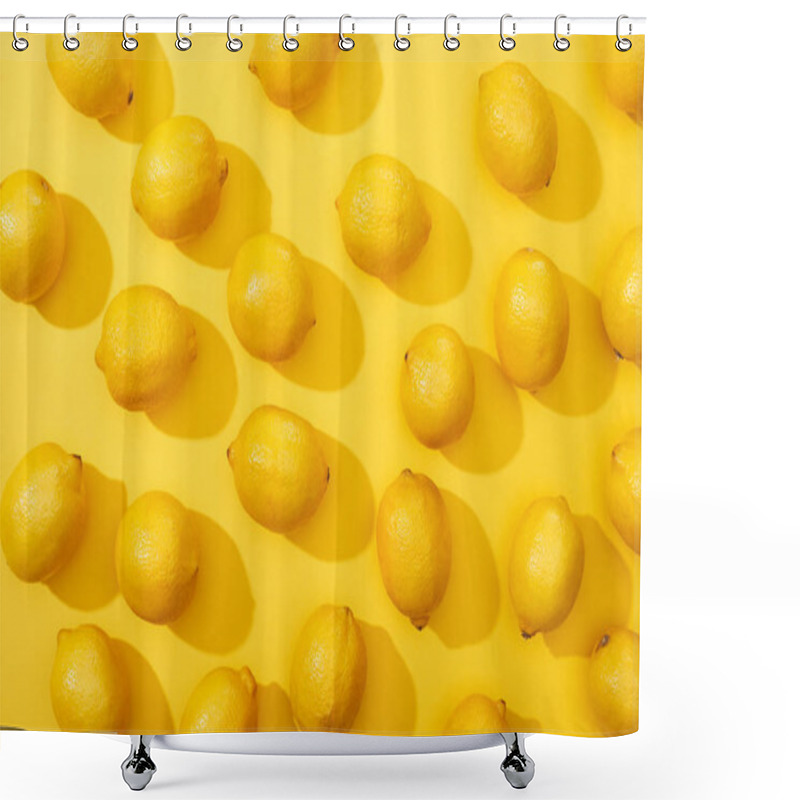 Personality  Top View Of Ripe Lemons On Yellow Background Shower Curtains