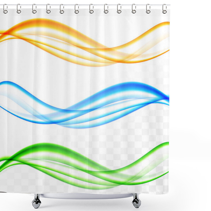 Personality  Abstract Soft Wavy Light Lines Set Shower Curtains