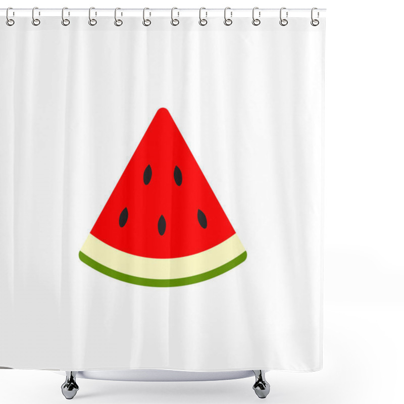 Personality  Watermelon Icon. Vector Water Melon. Slice Fruit Isolated On White Background Shower Curtains