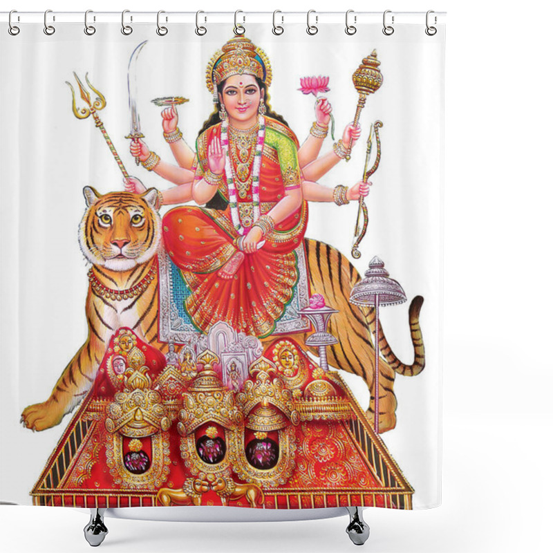 Personality  Jai Mata Di, Goddess Durga Stock Photography From A Printing House Shower Curtains