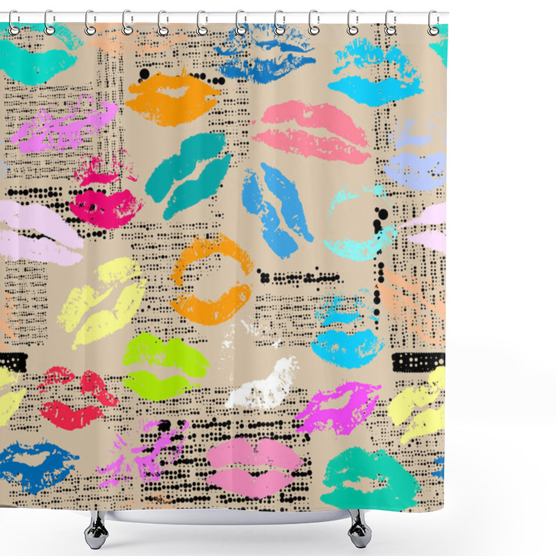 Personality  Newspaper With The Lipsticks Shower Curtains