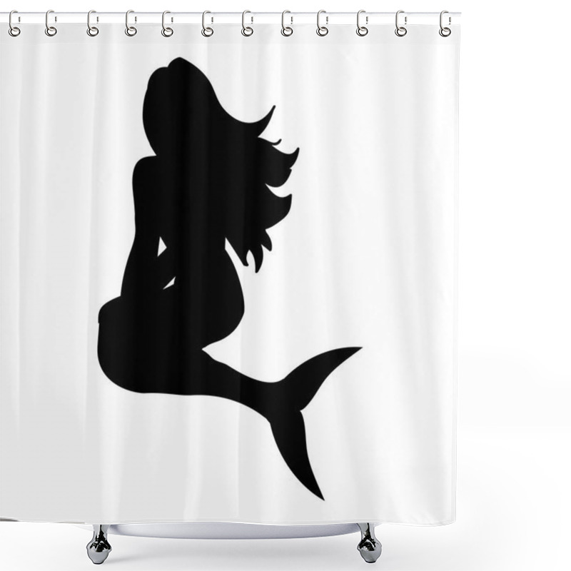 Personality  Mermaid Siren Silhouette Ancient Mythology Fantasy Shower Curtains