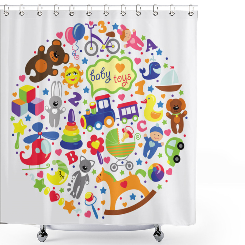 Personality  Baby Toys Icons.Set Collection Shower Curtains