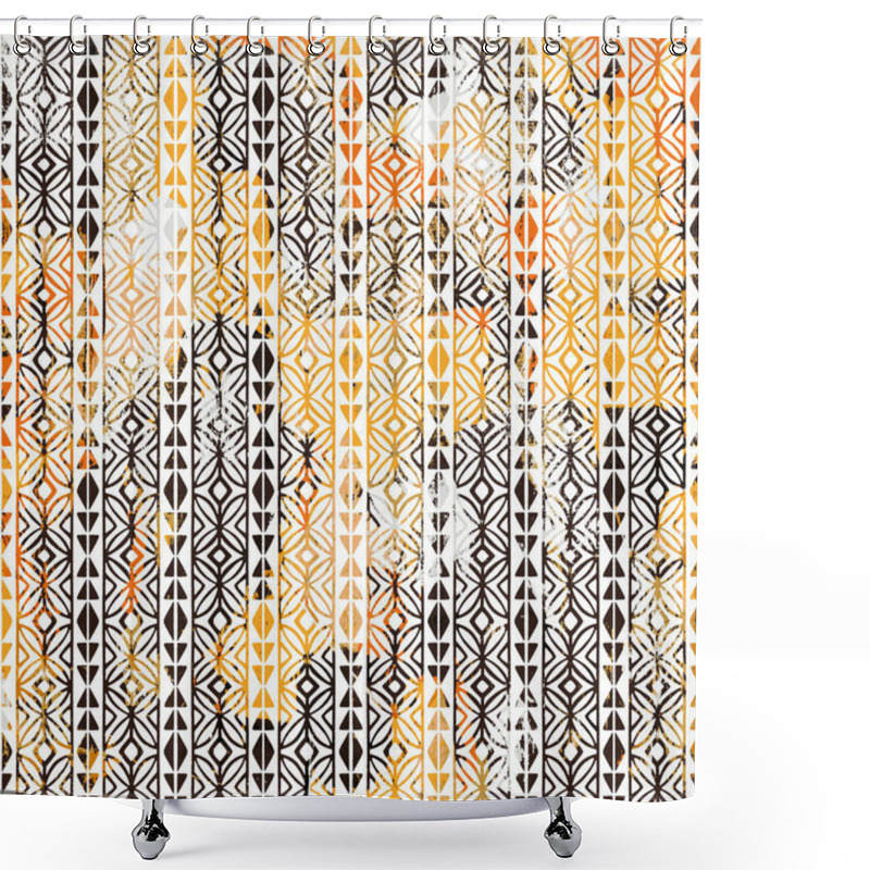 Personality  Geometric Boho Style Tribal Pattern With Distressed Texture And Effect Shower Curtains