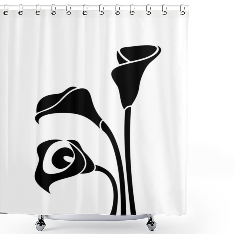 Personality  Black Silhouettes Of Calla Lilies. Vector Illustration. Shower Curtains