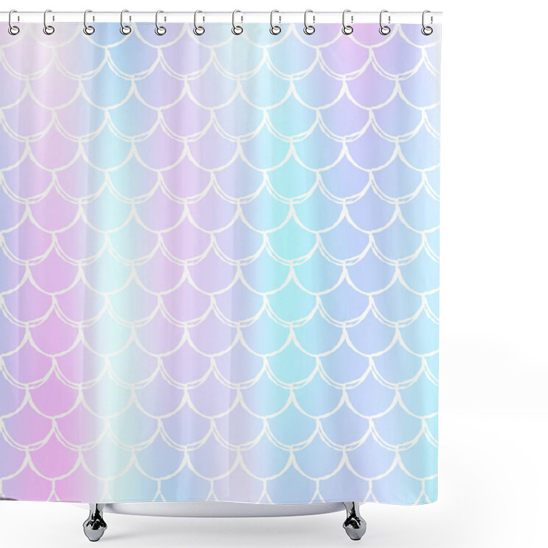 Personality  Holographic Mermaid Background With Gradient Scales. Shower Curtains