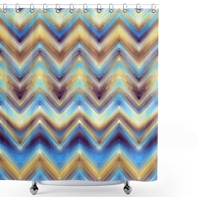 Personality  Seamless Vector Pattern. Grunge Chevron Pattern In Low Poly Style. Shower Curtains