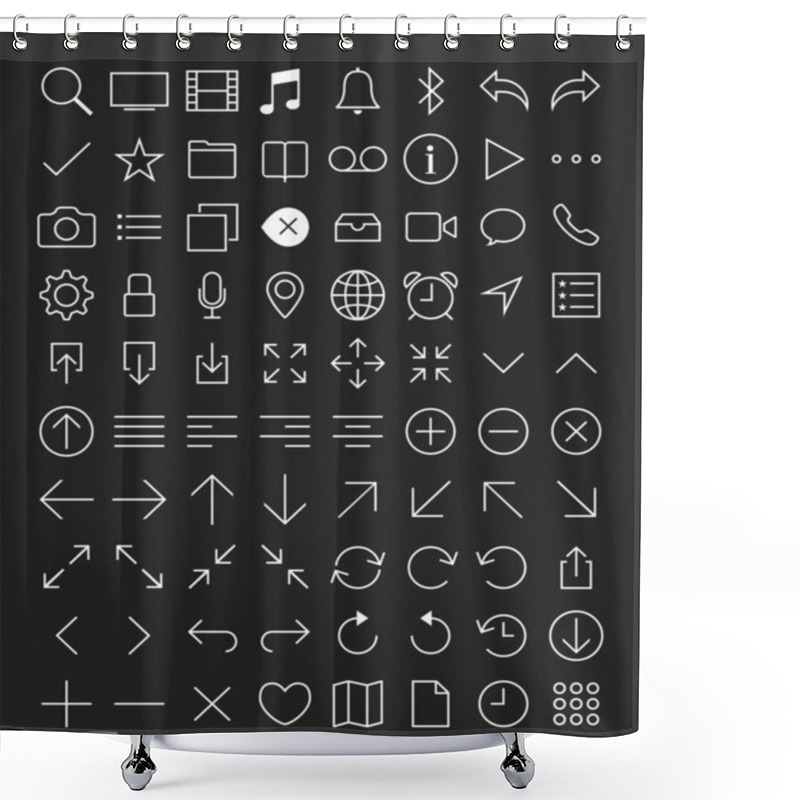 Personality  80 Thin Icons Set. Shower Curtains