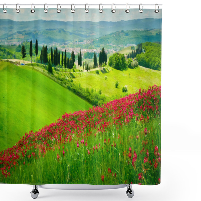 Personality  Hill And Cypresses Shower Curtains